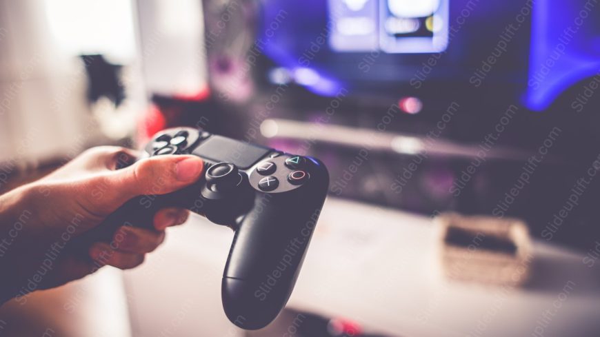 Black game controller purple background image