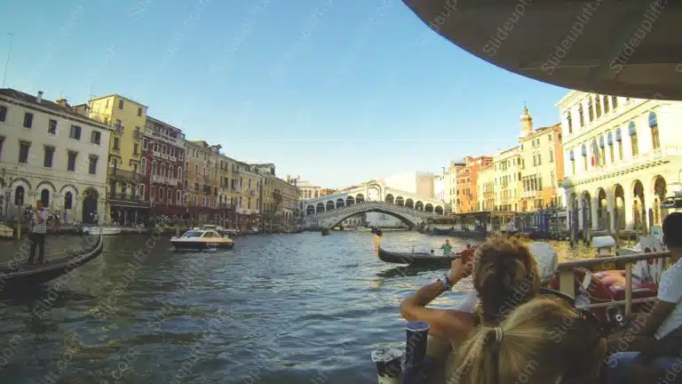 Blue Golden Rialto Bridge Venice background image & Google Slides Theme