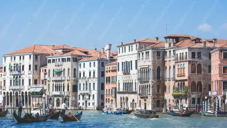 Blue Gondolas Architecture background image & Google Slides Theme