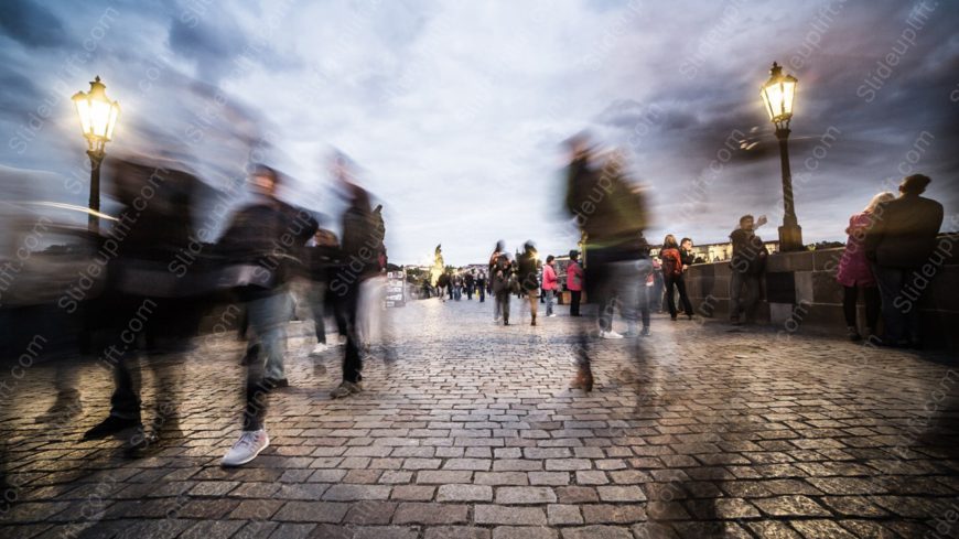 Blue Gray Streetlights People Motion background image