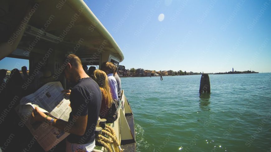 Blue Green Water People Ferry background image