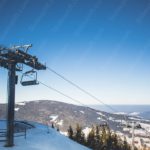 Blue Sky Snow Covered Landscape Ski Lift background image & Google Slides Theme