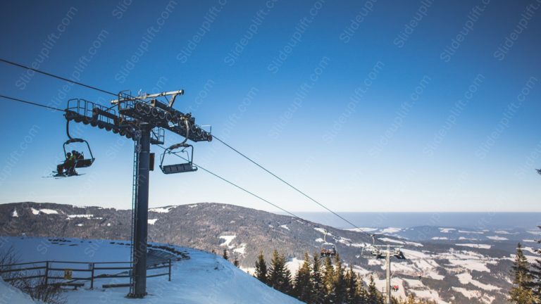 Blue Sky Snow Covered Landscape Ski Lift background image & Google Slides Theme