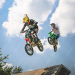 Blue White Sky Motocross Bikes Jump background image & Google Slides Theme