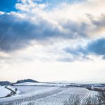 Blue White Sky Snowy Landscape background image & Google Slides Theme