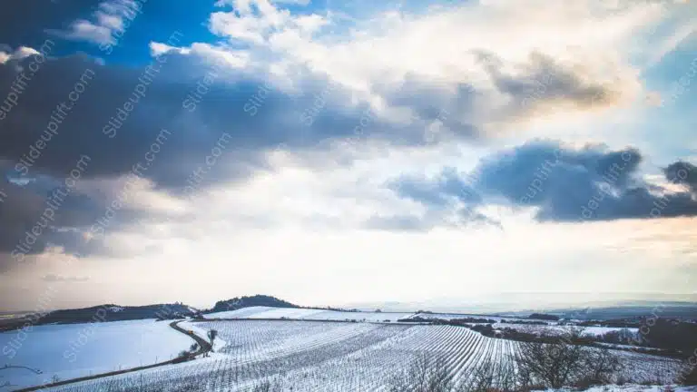 Blue White Sky Snowy Landscape background image & Google Slides Theme