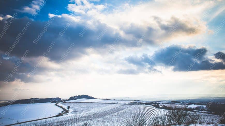 Blue White Sky Snowy Landscape background image