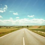 Blue Yellow Road Countryside background image & Google Slides Theme