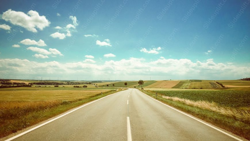 Blue Yellow Road Countryside background image