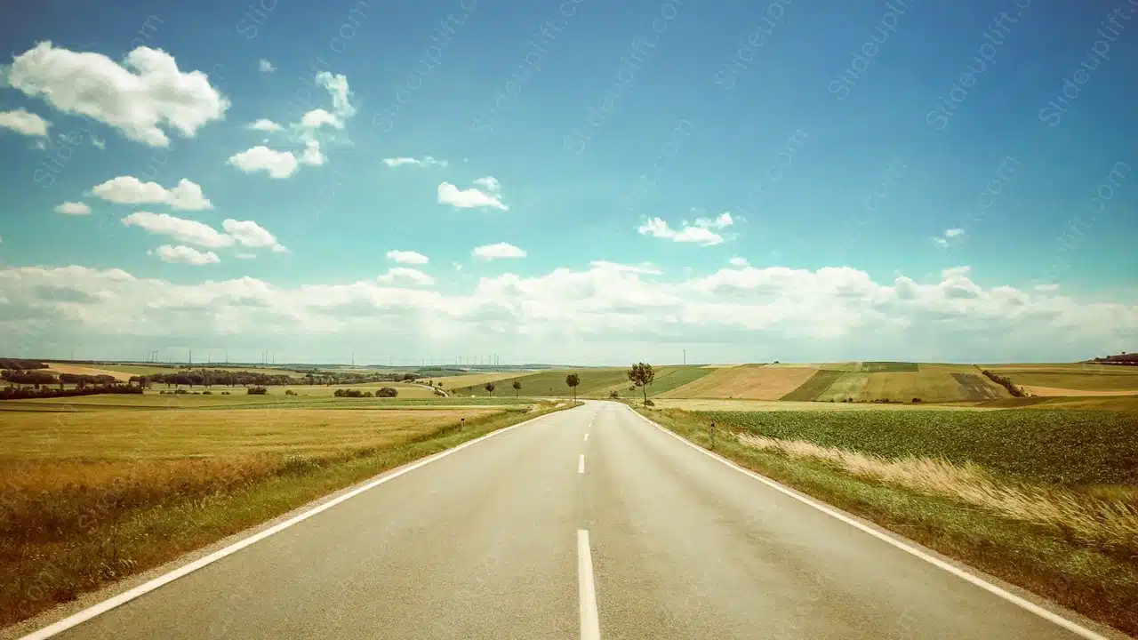 Blue Yellow Road Countryside background image & Google Slides Theme