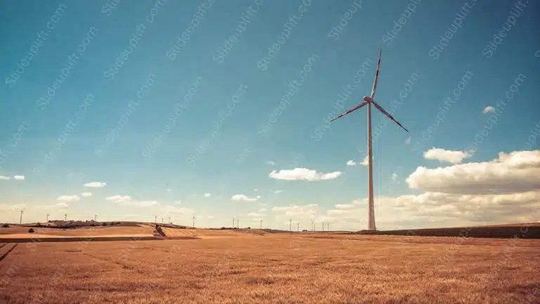 Blue and Beige Windmill Fields background image & Google Slides Theme