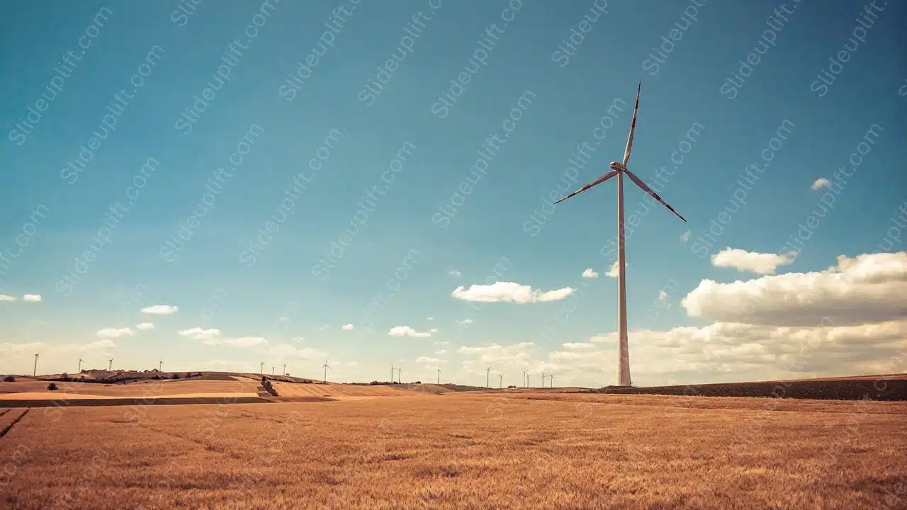 Blue and Beige Windmill Fields background image & Google Slides Theme