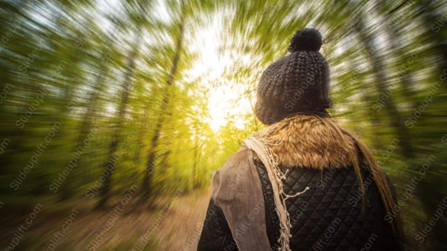 Brown Black Person Green Yellow Trees Motion Blur background image