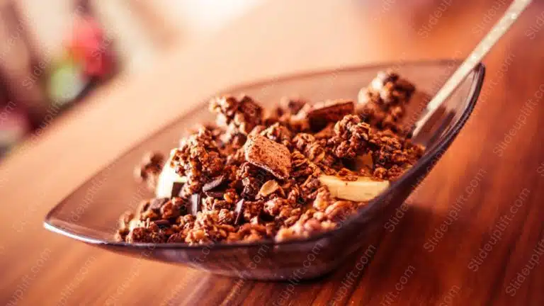 Brown Chocolate Granola Bowl background image & Google Slides Theme