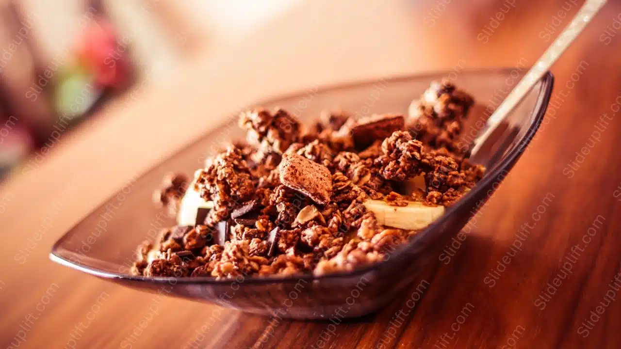 Brown Chocolate Granola Bowl background image & Google Slides Theme