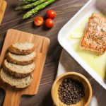 Brown CuttingBoard SalmonDish background image & Google Slides Theme