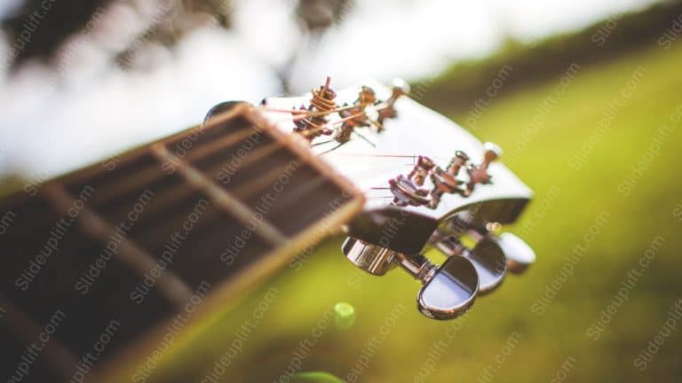 Brown Guitar Headstock Green Blur background image & Google Slides Theme