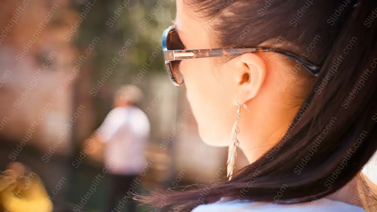 Brown Hair and Sunglasses Candid background image & Google Slides Theme