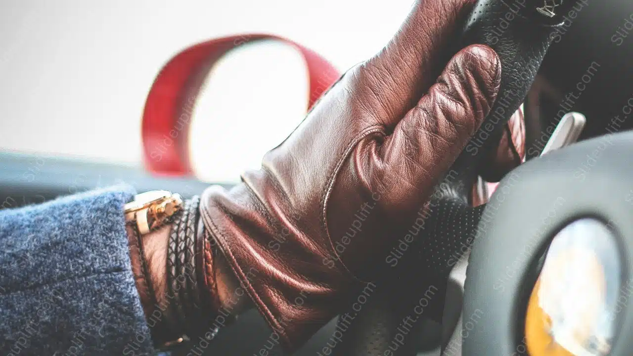 Brown LeatherGlove SteeringWheel background image & Google Slides Theme