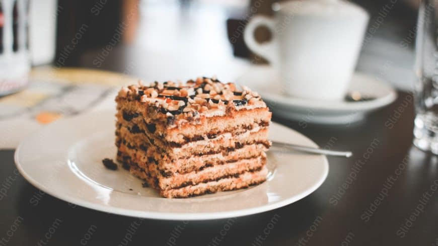 Brown Orange Cake White Plate Coffee Cup background image