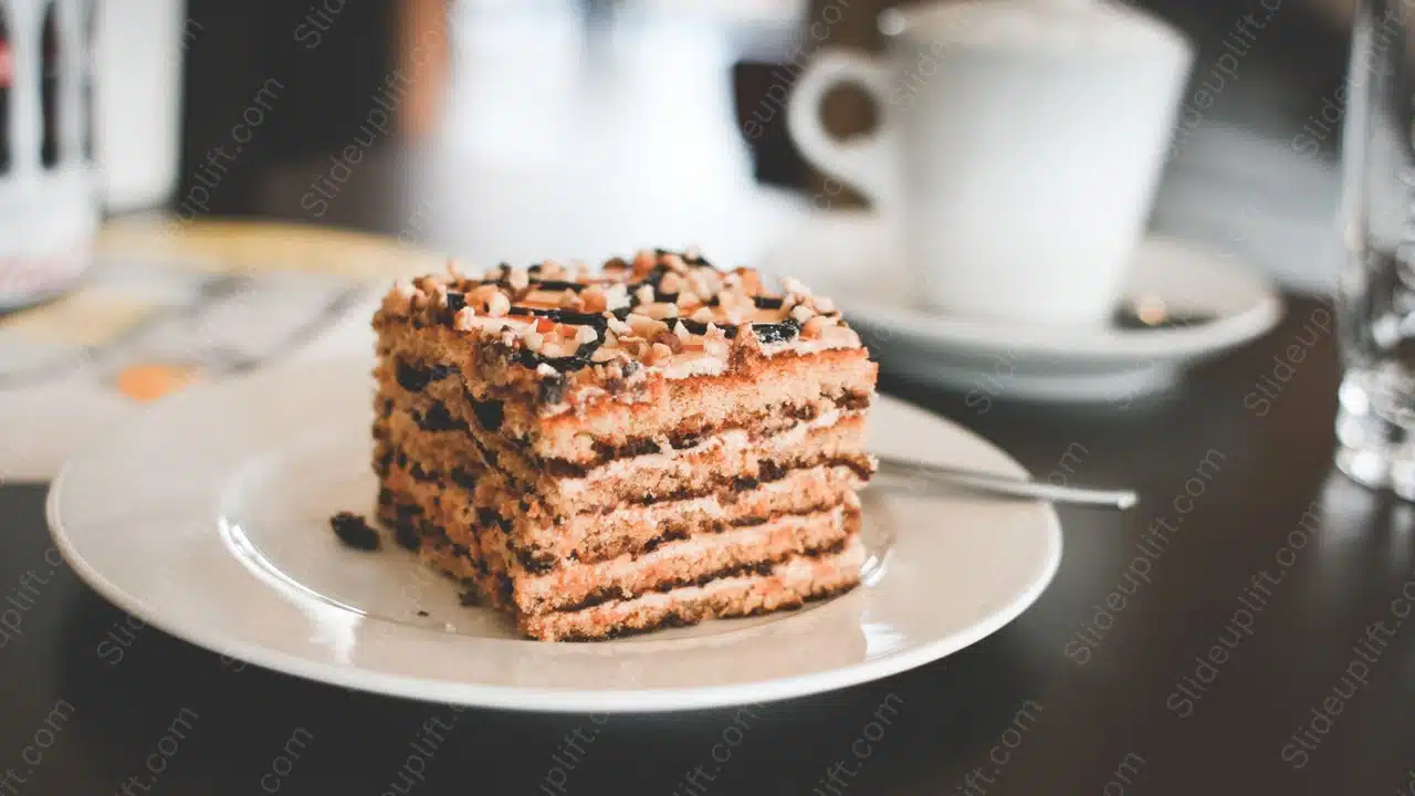 Brown Orange Cake White Plate Coffee Cup background image & Google Slides Theme