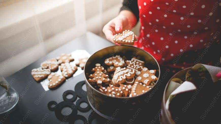 Brown Red Gingerbread Cookies Tin background image