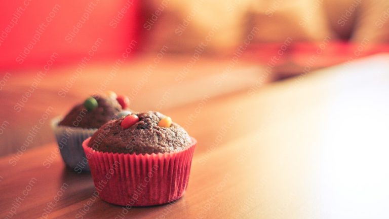 Chocolate Cupcakes Red background image & Google Slides Theme