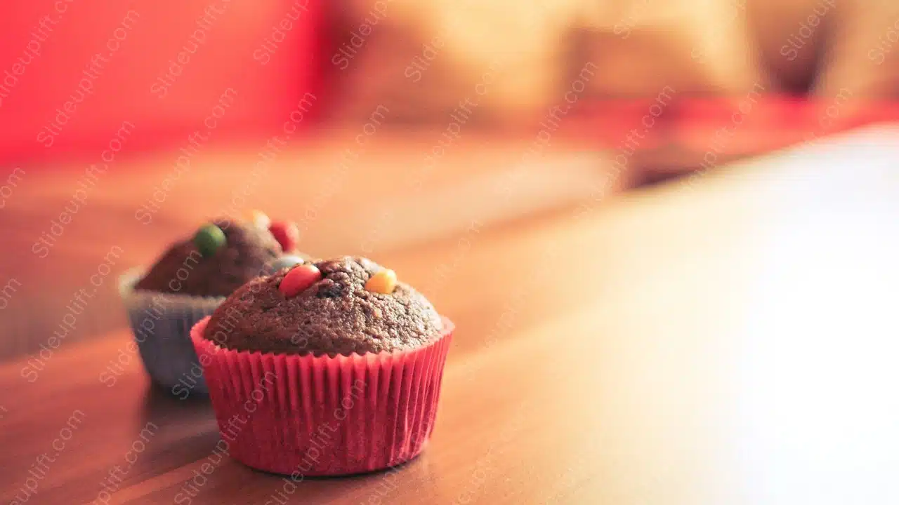 Chocolate Cupcakes Red background image & Google Slides Theme