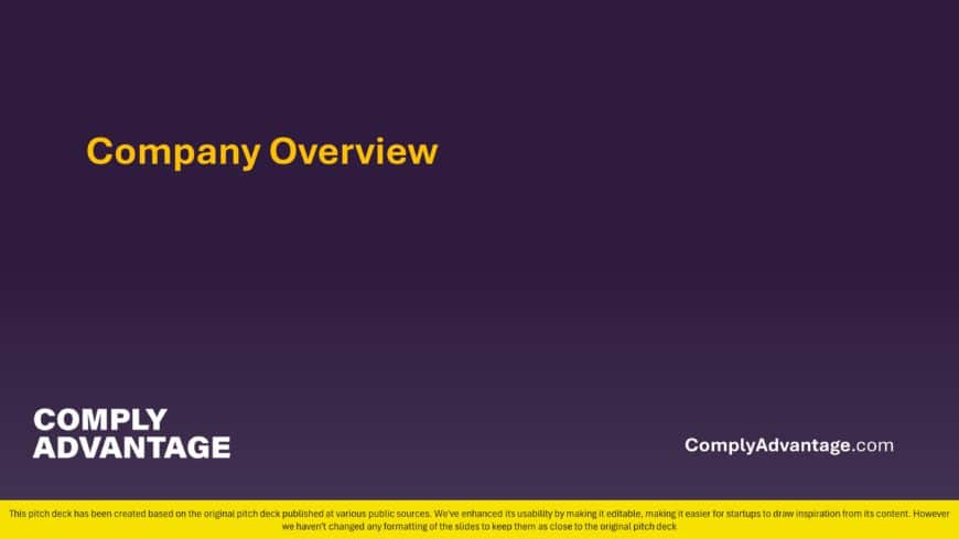 Comply Advantage Series C Pitch Deck