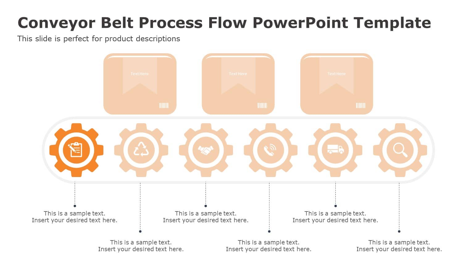 Conveyor Belt Process Flow PowerPoint Template 03 & Google Slides Theme