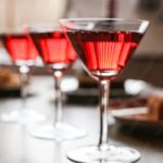 Crimson cocktail glasses dining background image & Google Slides Theme