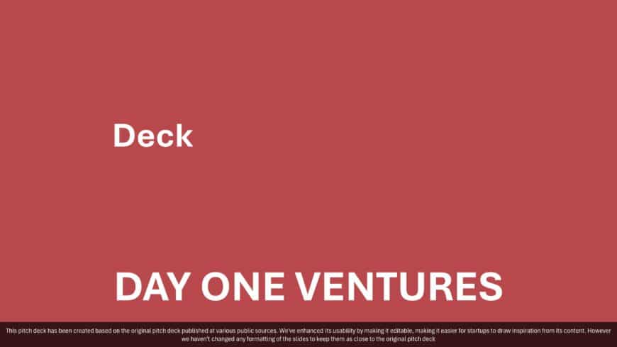 Day One Venture Series A Pitch Deck
