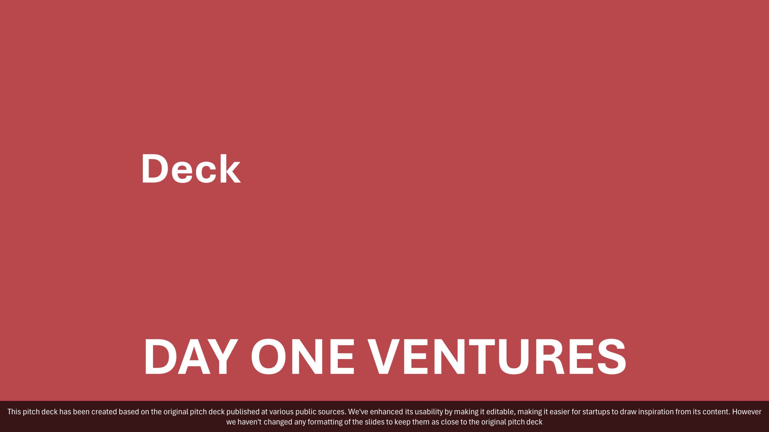 Day One Venture Series A Pitch Deck & Google Slides Theme
