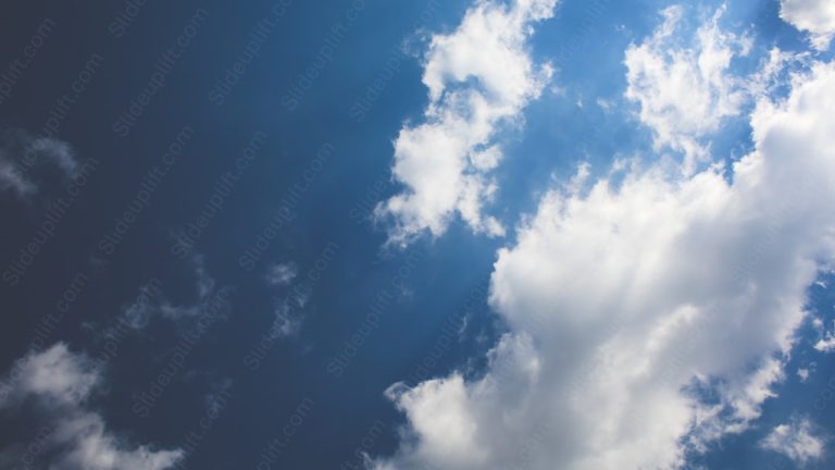 Deep Blue Sky White Clouds background image & Google Slides Theme