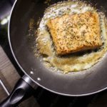 Golden Brown Salmon Pan background image & Google Slides Theme