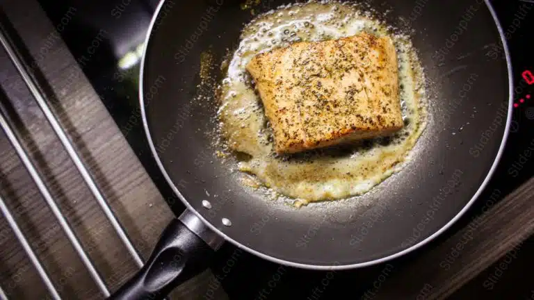 Golden Brown Salmon Pan background image & Google Slides Theme