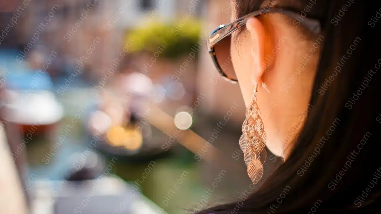 Golden Earring Woman Bokeh background image & Google Slides Theme