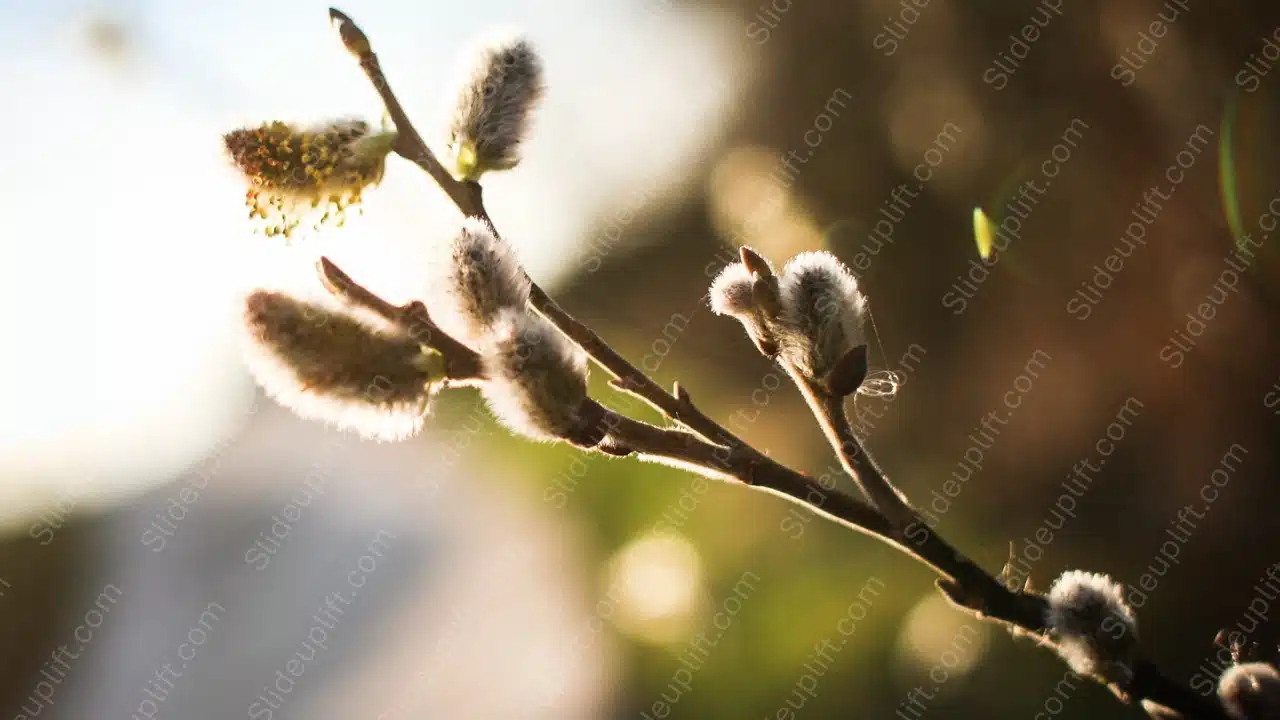 Golden warm catkins nature background image & Google Slides Theme