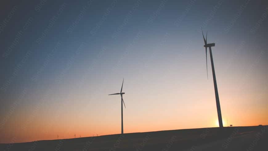 Gradient sunset wind turbines background image