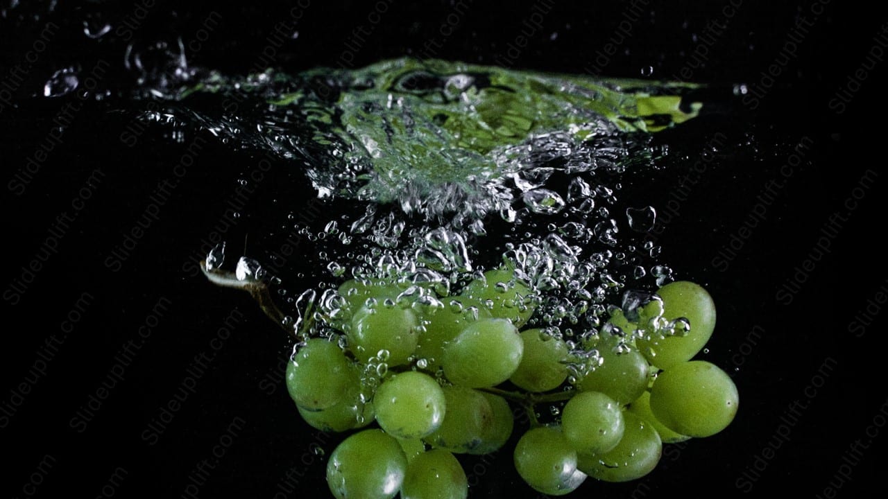 Green Grapes Water Splash Black background image & Google Slides Theme