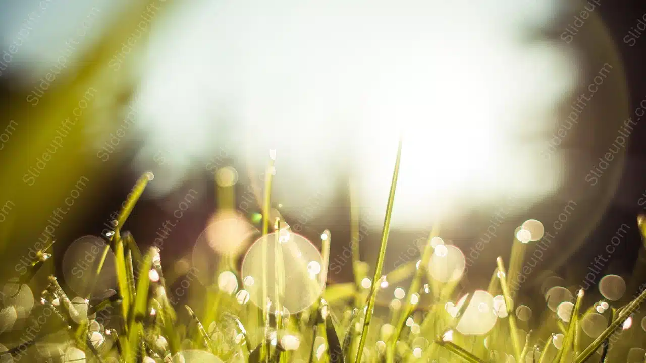 Green Grass Dewdrops Sunlight background image(1) & Google Slides Theme