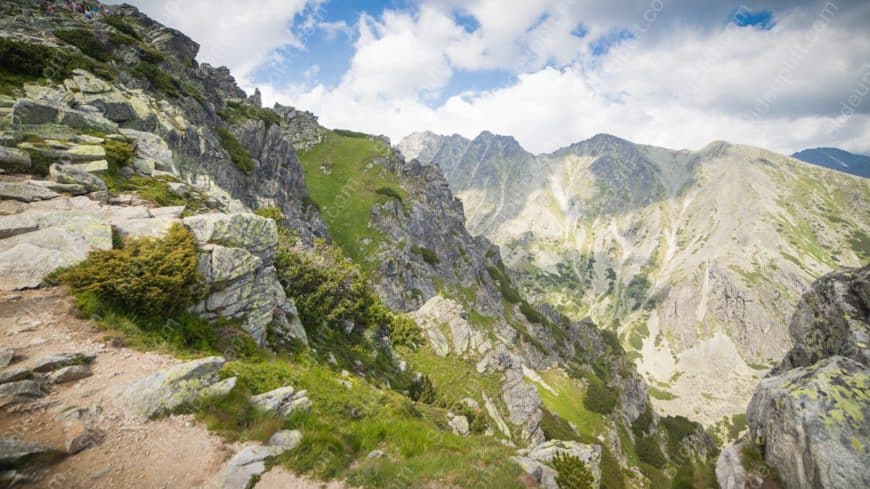 Green Mountain Rocky Path background image