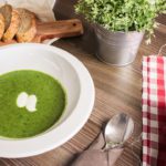 Green Soup Bowl Checkered Tablecloth background image & Google Slides Theme