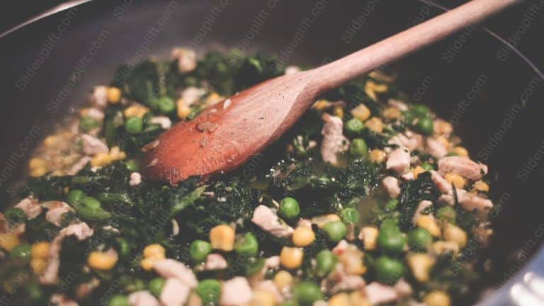 Green Yellow Cooked Food Wooden Spoon background image & Google Slides Theme