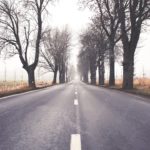 Grey Road Trees Powerlines background image & Google Slides Theme