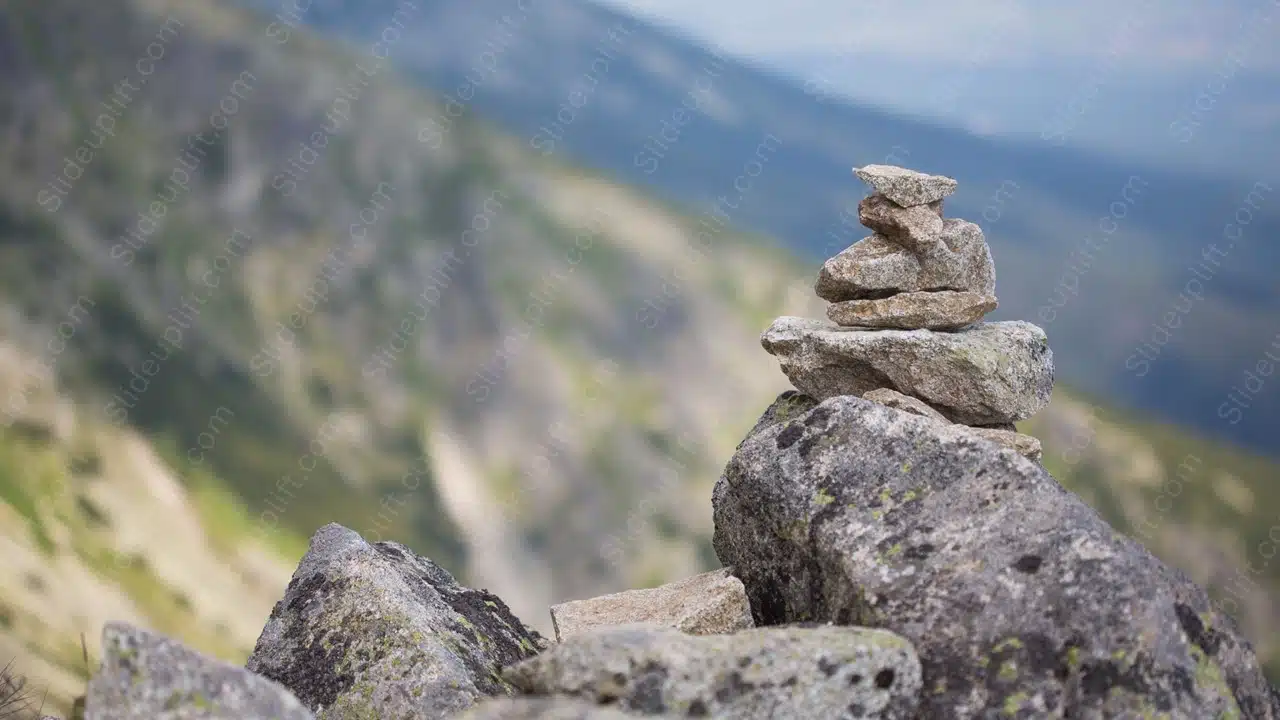 Grey Rock Cairn Mountainous background image & Google Slides Theme