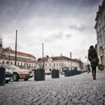 Grey Silver Car Pedestrian Cobblestone background image & Google Slides Theme