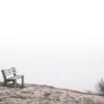 Grey White Bench Misty background image & Google Slides Theme