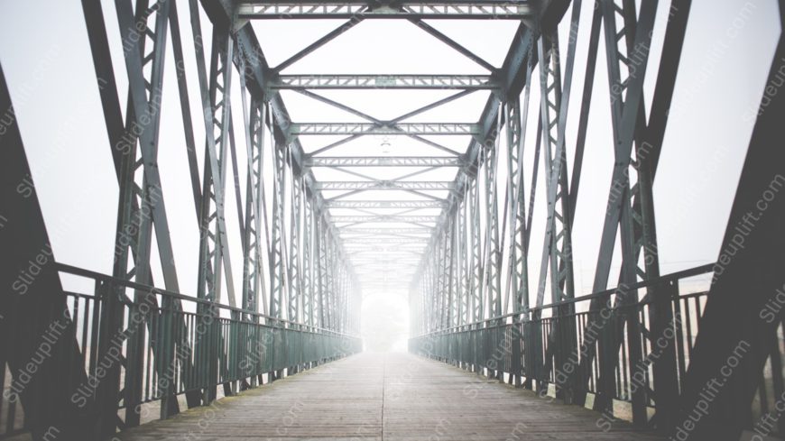 Greyscale Metal Bridge Wooden Pathway background image