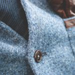 Heather Blue Coat Brown Button Clothing background image & Google Slides Theme